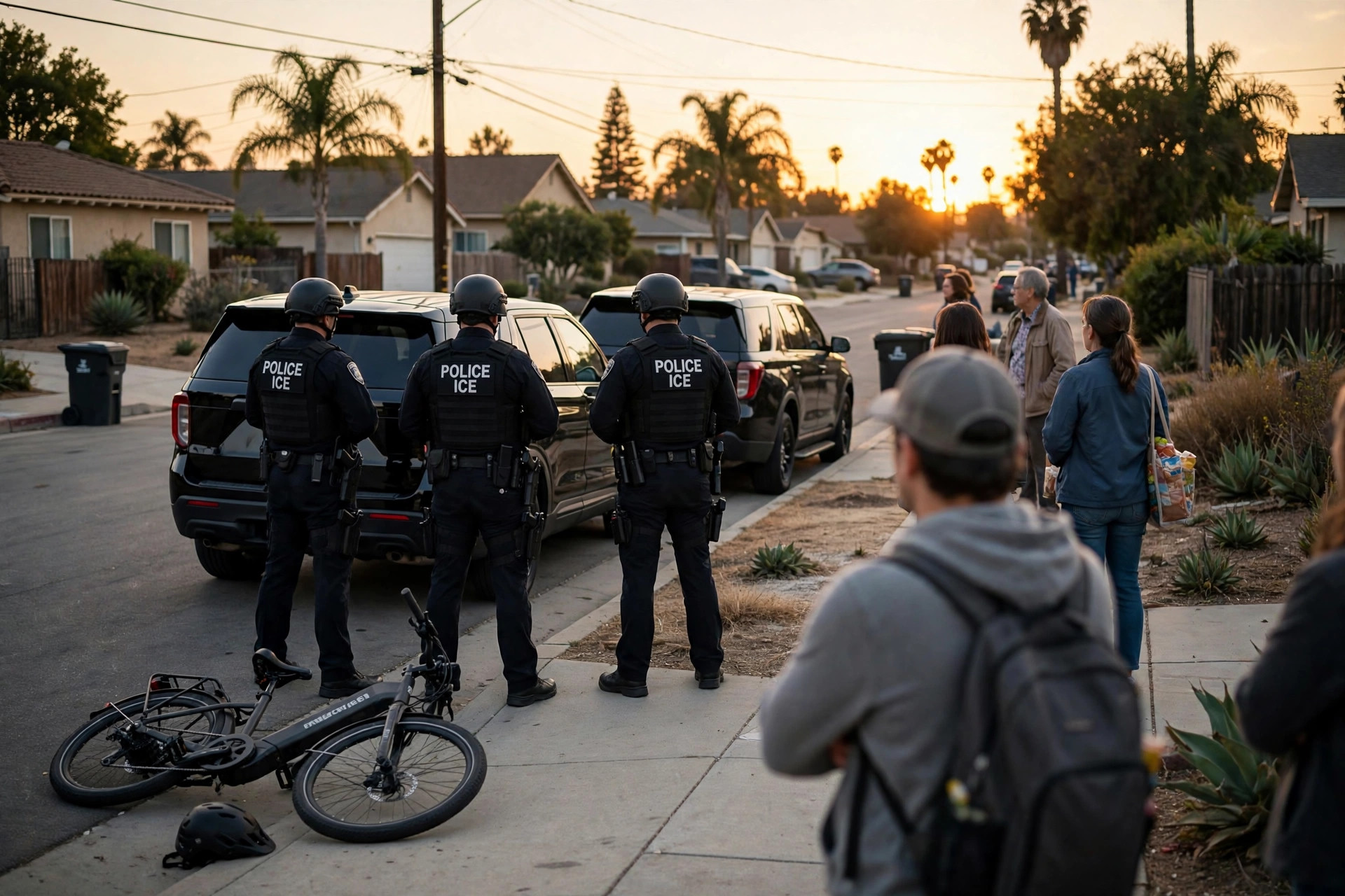 Agentes de ICE en una calle de California