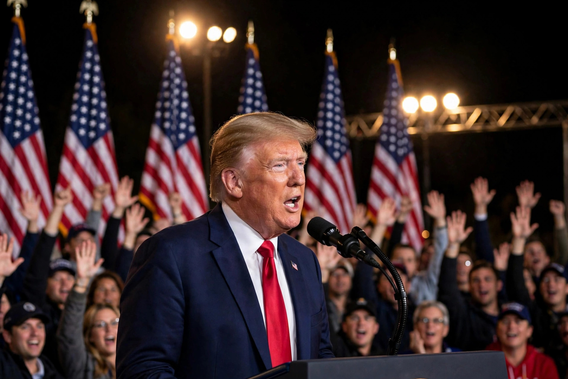 Donald Trump en un mitin de campaña
